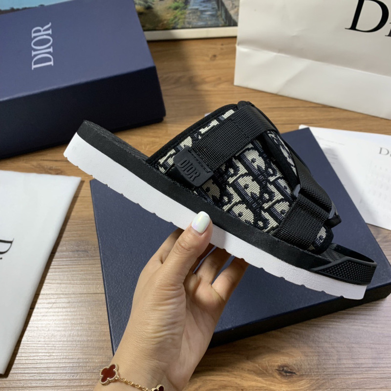 D*or alpha sandal beige and black D*or oblique jacquard men