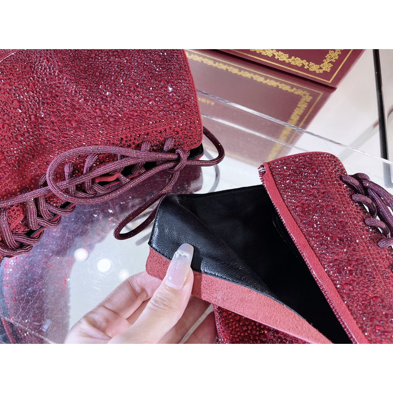 Rene Caovilla Bling Boots Red