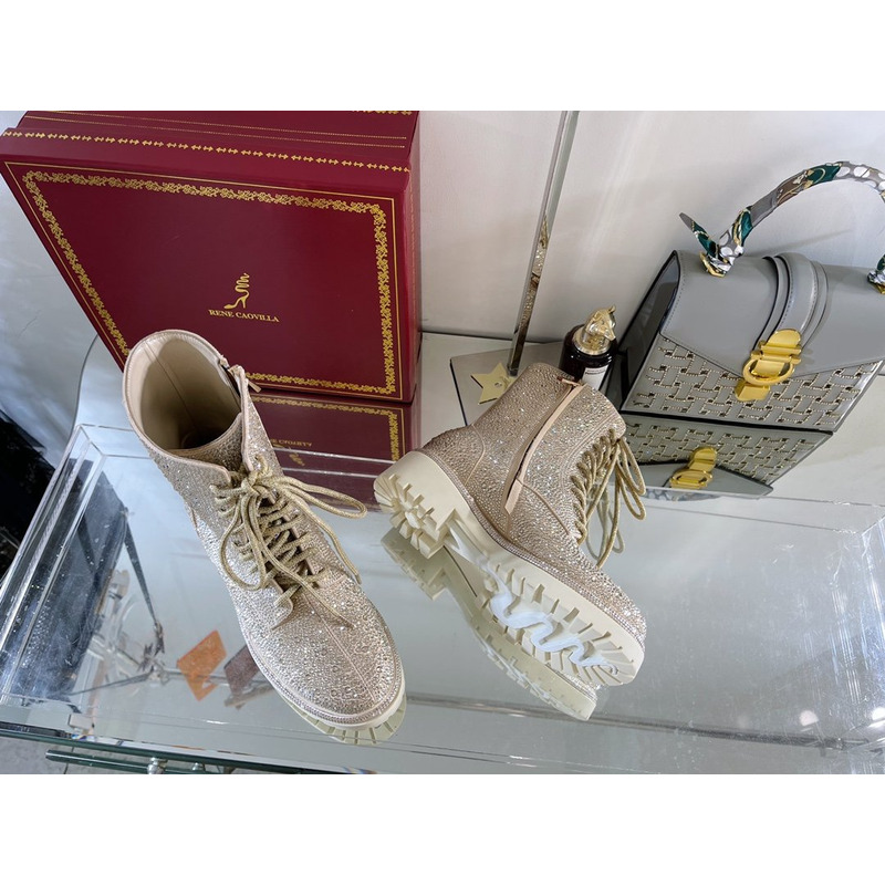 Rene Caovilla Bling Boots Beige