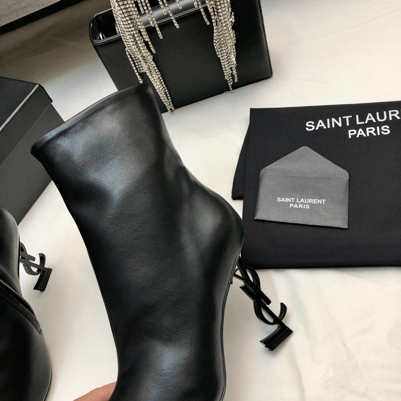 Saint Laurent Opyum Booties with Black Heel Ankle Boots
