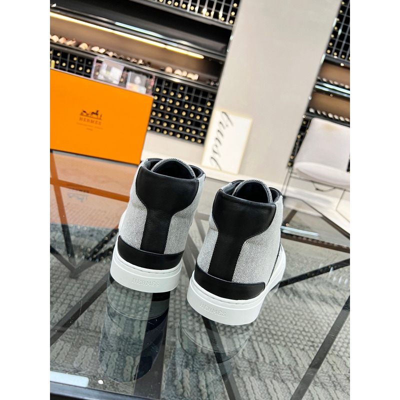 H**mes kelly day high-top sneakers gray&black/silver