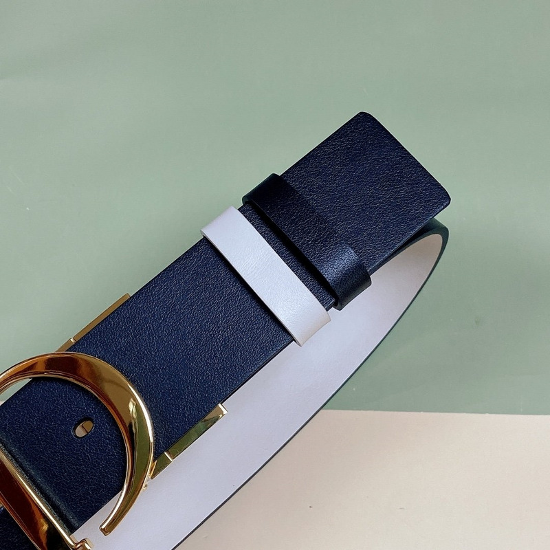 ch**an louboutin & D*or 30 montaigne reversible belt blue and white