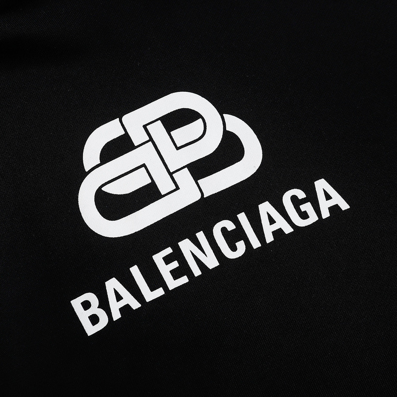 Ba*len*cia*ga bb white logo hoodie black