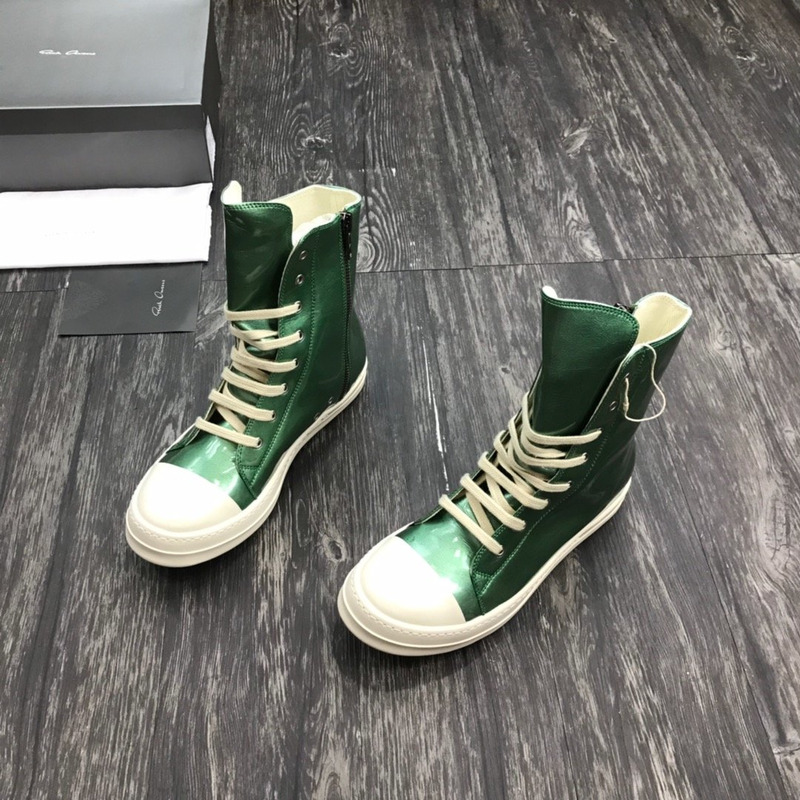 Rick Owens Darkshaw Lace-Up Leather Sneakers Green