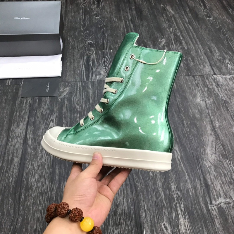 Rick Owens Darkshaw Lace-Up Leather Sneakers Green