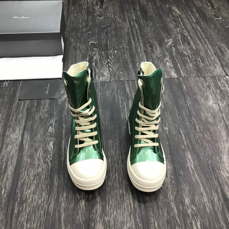 Rick Owens Darkshaw Lace-Up Leather Sneakers Green