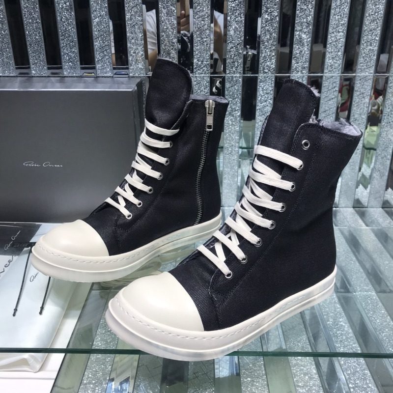 Rick Owens Drkshdw  Denim High Top Sneakers Black