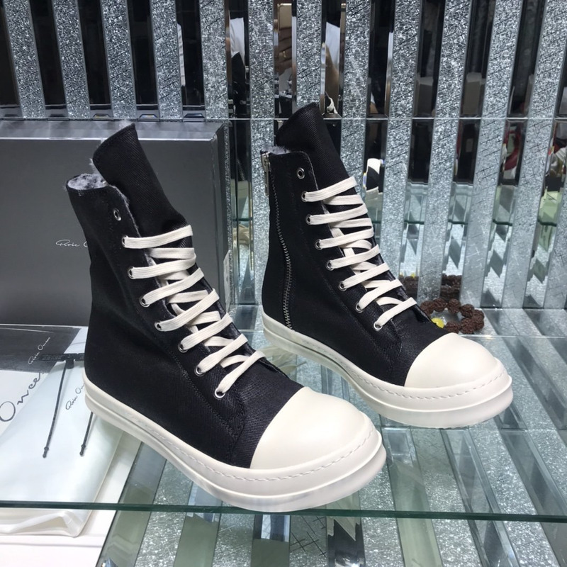 Rick Owens Drkshdw  Denim High Top Sneakers Black