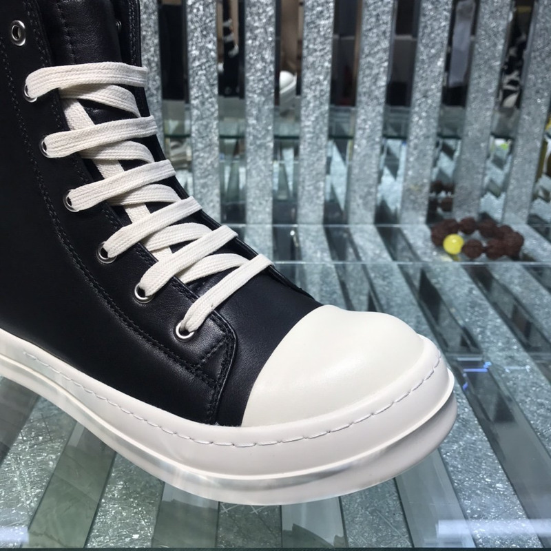 Rick Owens Darkshaw Lace-Up Leather Sneakers Black