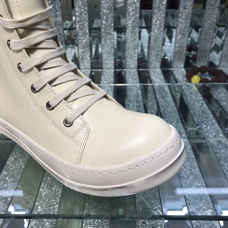 Rick Owens Darkshaw Lace-Up Leather Sneakers White