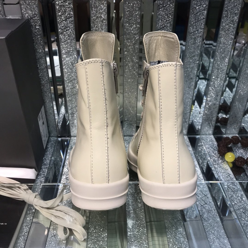 Rick Owens Darkshaw Lace-Up Leather Sneakers White