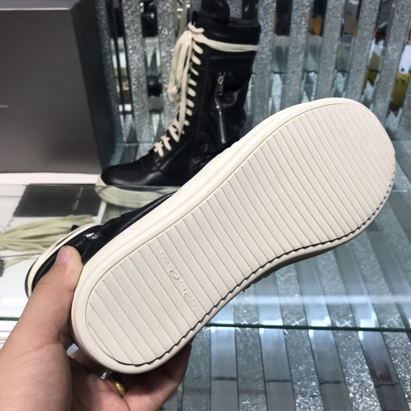 Rick Owens Cargo Basket High-Top Leather Sneakers Black