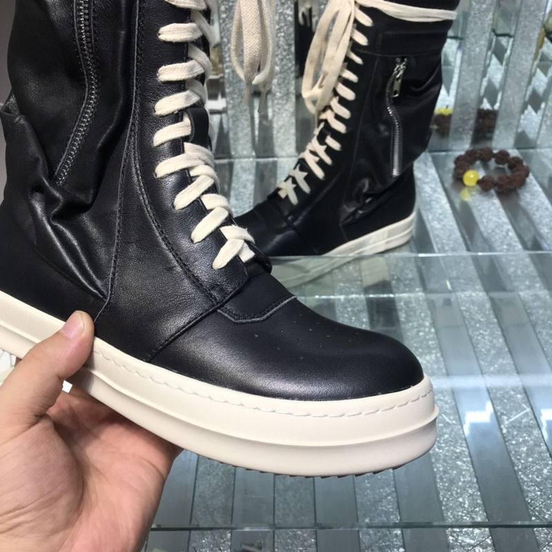 Rick Owens Cargo Basket High-Top Leather Sneakers Black
