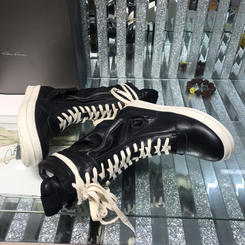 Rick Owens Cargo Basket High-Top Leather Sneakers Black