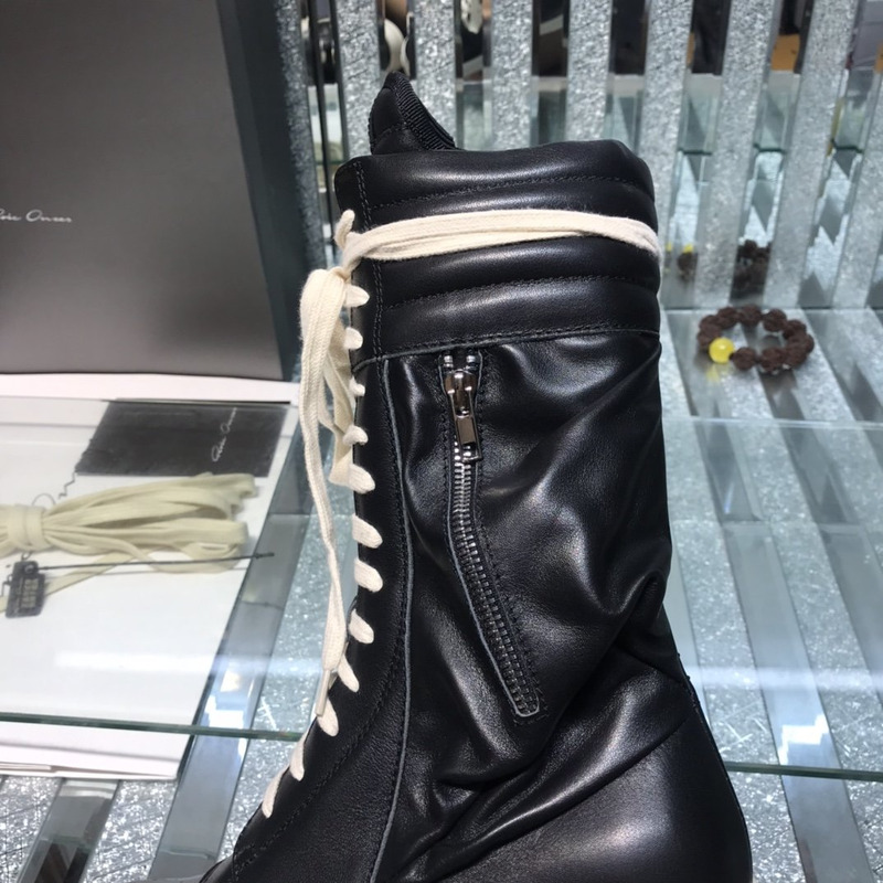 Rick Owens Cargo Basket High-Top Leather Sneakers Black