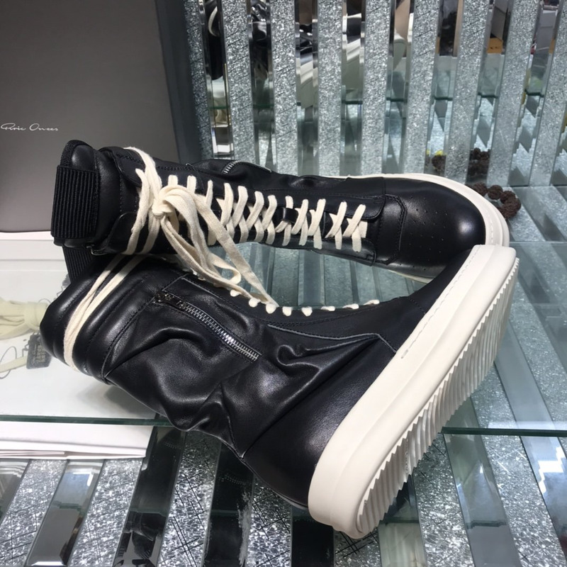 Rick Owens Cargo Basket High-Top Leather Sneakers Black