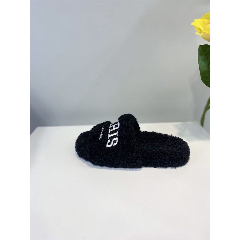 Ba*len*cia*ga logo-embroidered paris faux slides black