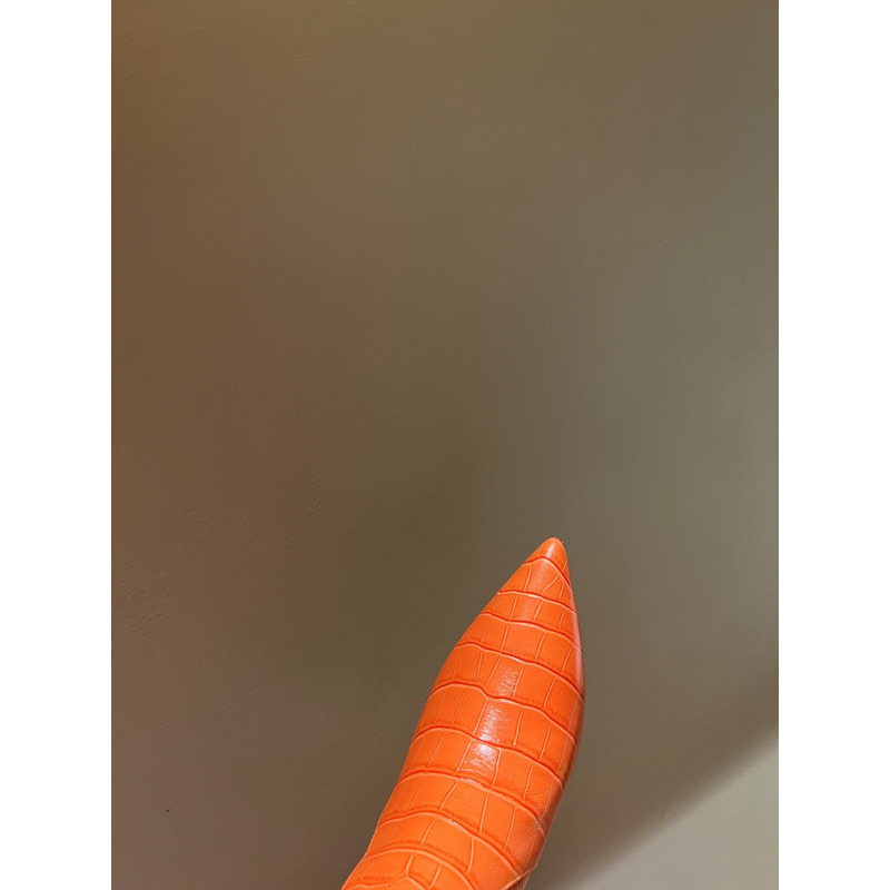 Bettina Vermillon Josephine Crocodile Embossed Knee Boots Orange
