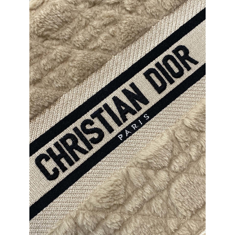 D*or small book tote bag cannage shearling latte