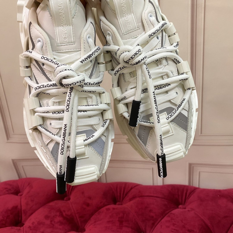 Dolce & Gabbana Panelled Space Multimaterial Sneakers Beige