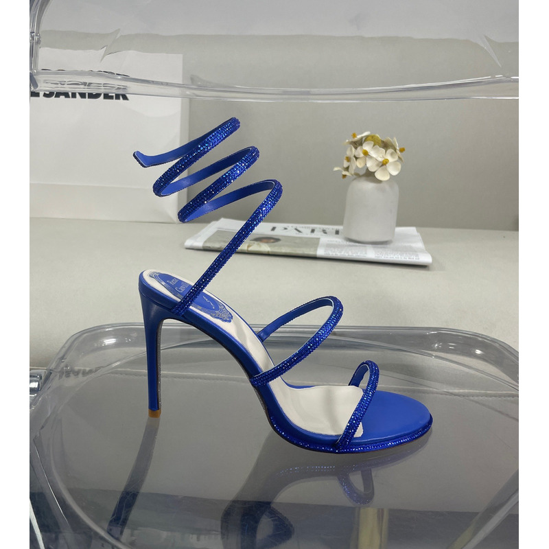 Rene Caovilla Cleo Crystal Sapphire Blue Sandals