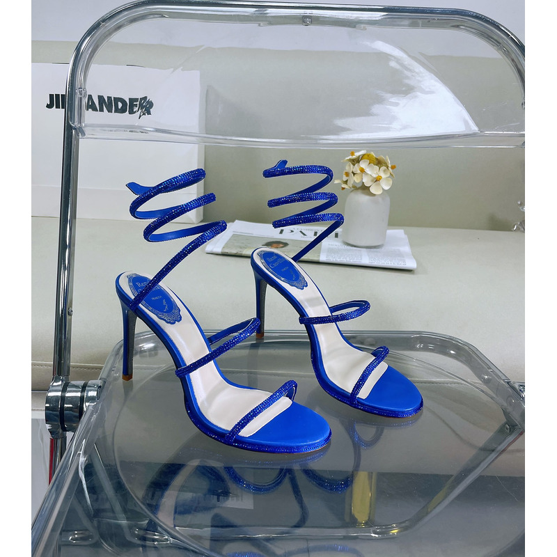 Rene Caovilla Cleo Crystal Sapphire Blue Sandals