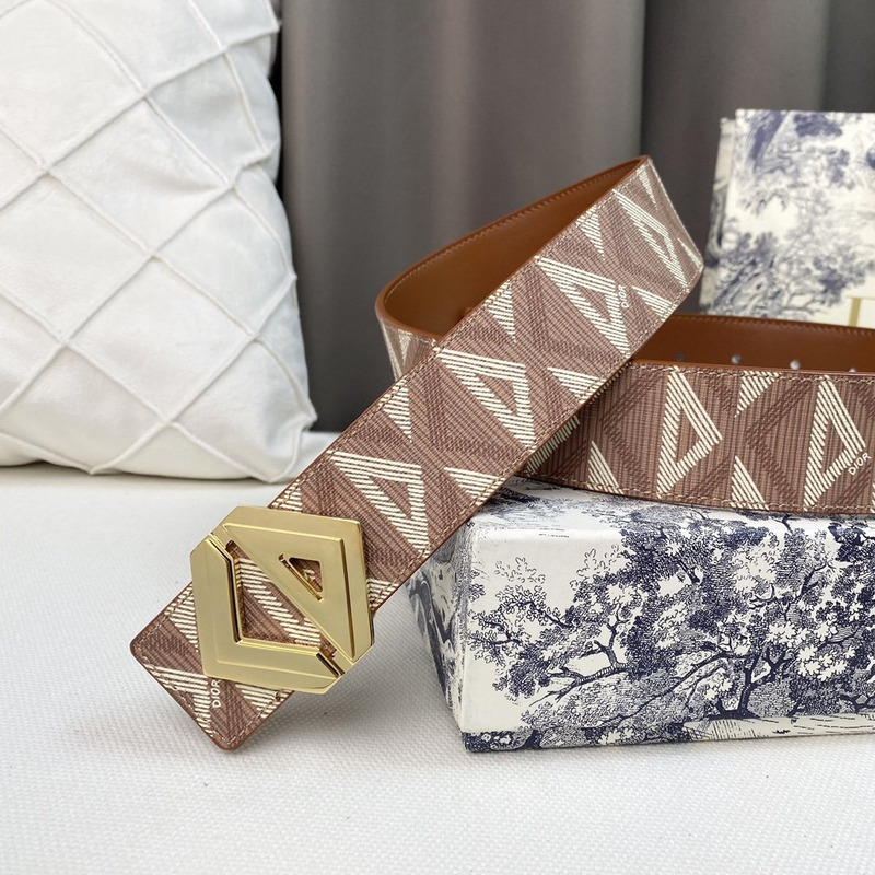 d*or brown cd Di*m*nd canvas and smooth calfskin gold