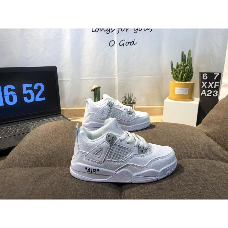 Jordan 4 Retro BG White & Metallic Kids Sneaker