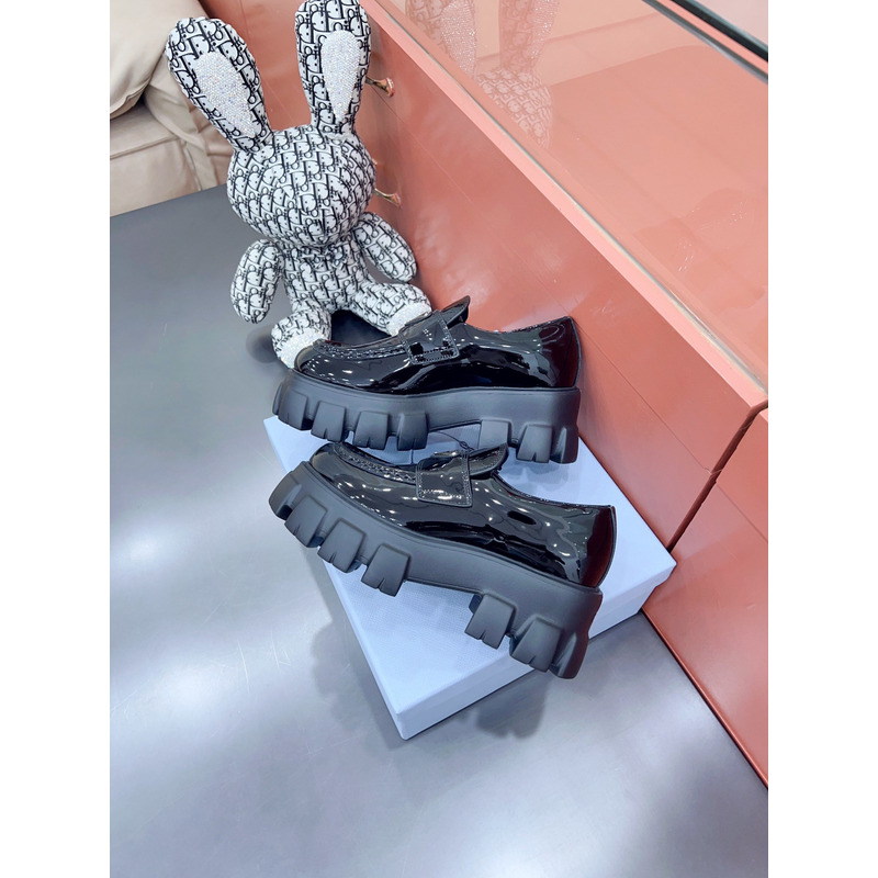 Pra*a monolith brushed leather loafers black