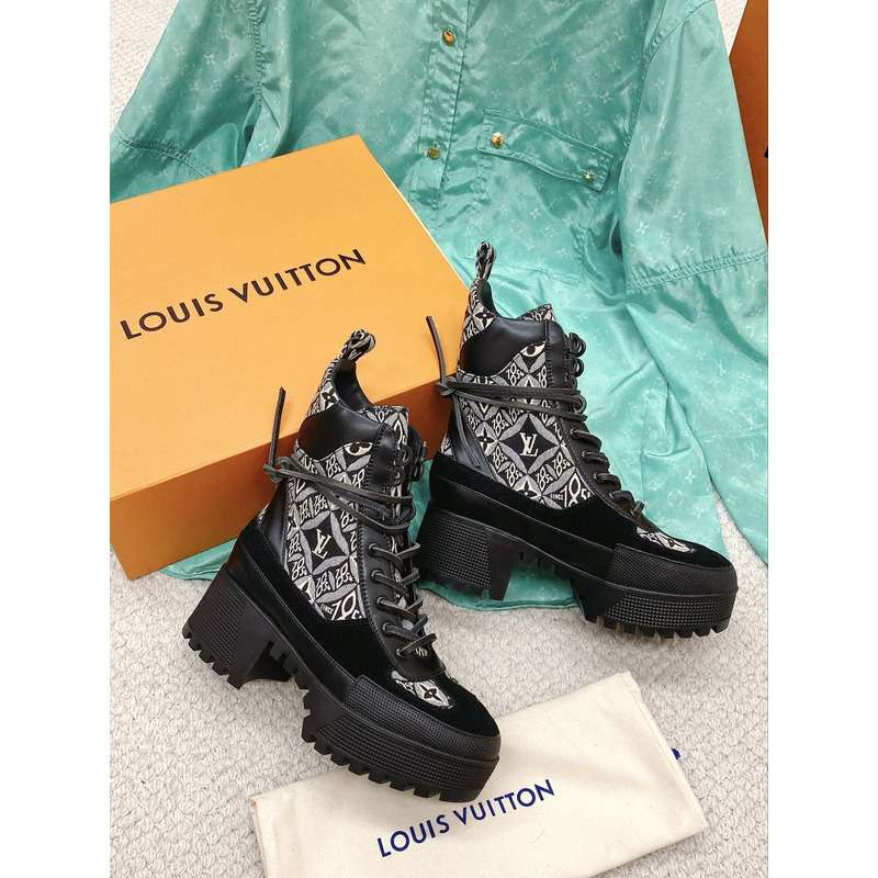 l**is V*t*n laureate platform desert boots monogram black