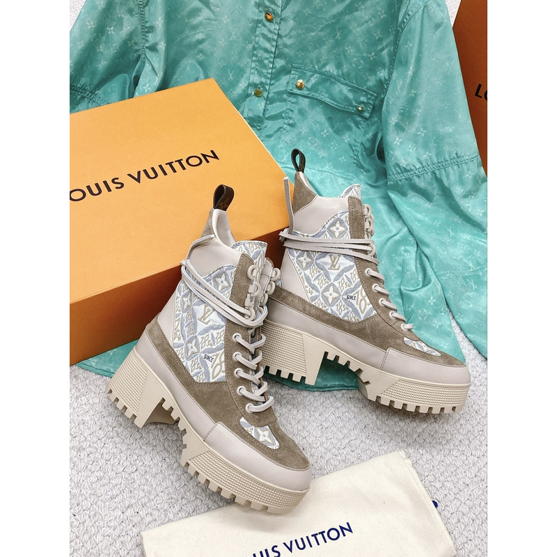l**is V*t*n laureate platform desert boots monogram beige