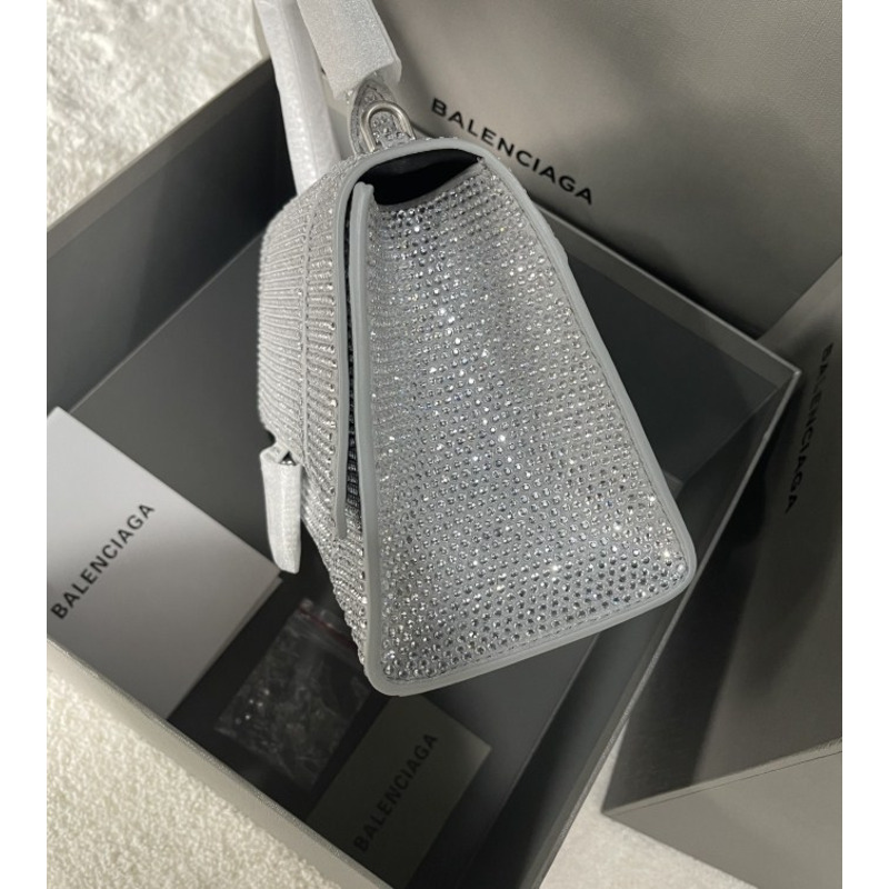 Ba*len*cia*ga hourglass handbag with rhinestones in grey