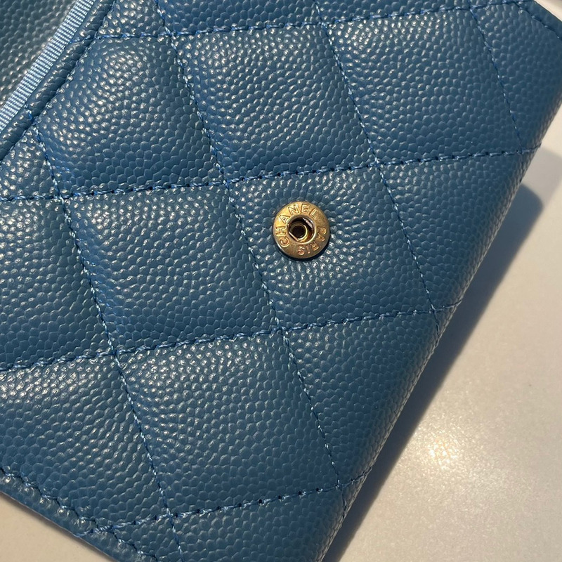 Ch*el classic flap wallet dark blue