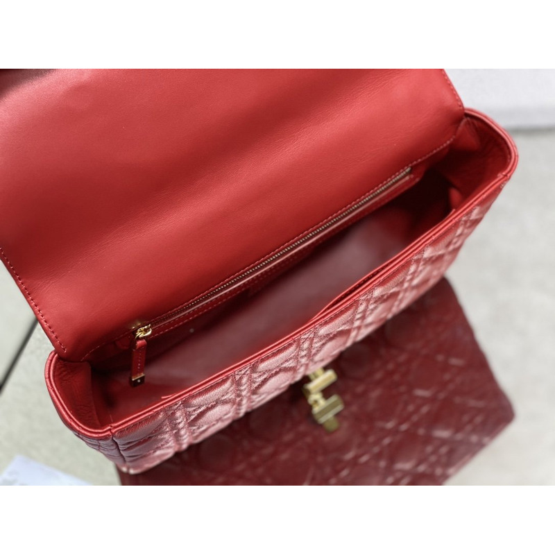D*or caro bag beige soft calfskin red