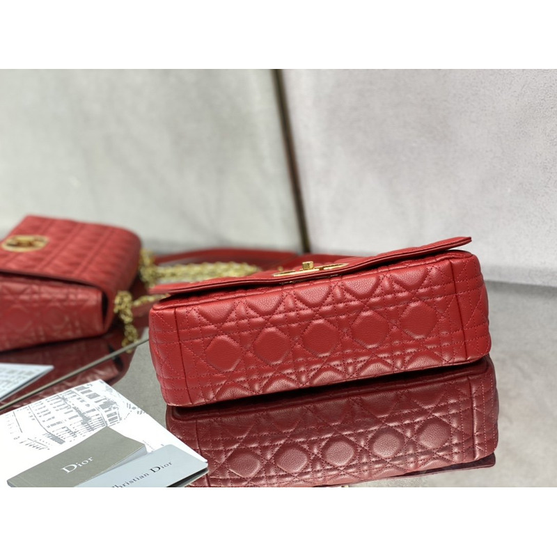 D*or caro bag beige soft calfskin red