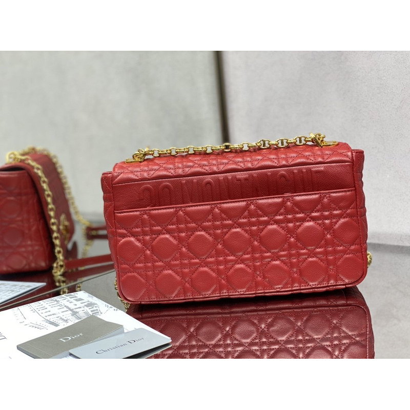 D*or caro bag beige soft calfskin red
