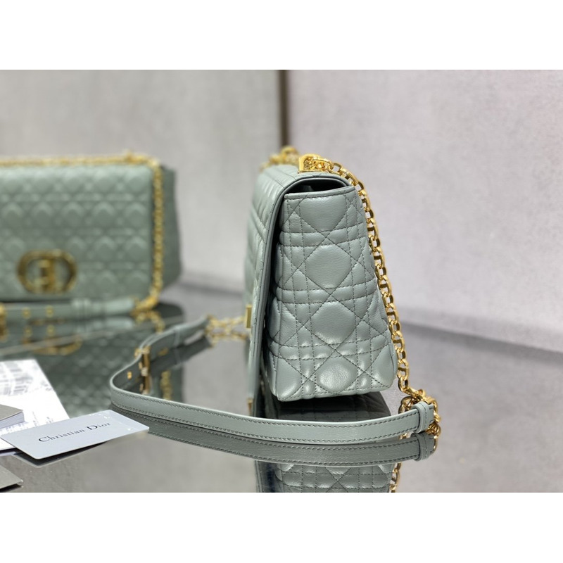 D*or caro bag beige soft calfskin lake blue