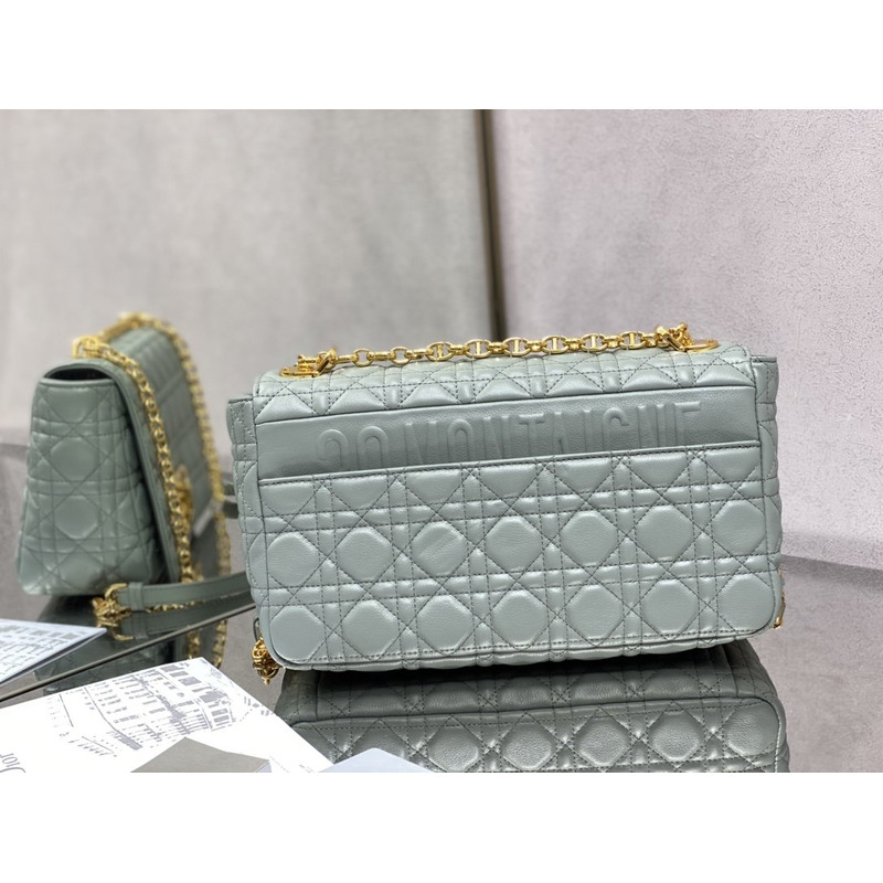 D*or caro bag beige soft calfskin lake blue