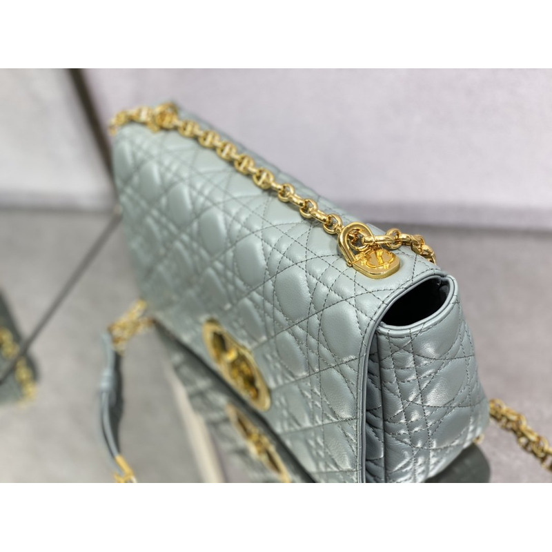 D*or caro bag beige soft calfskin lake blue