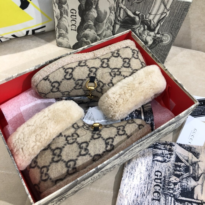 G*u*i fria horsebit gg wool shearling collar high top booties ebnoy