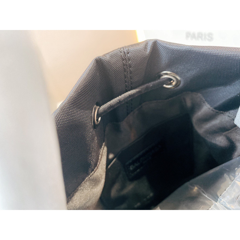 Ba*len*cia*ga wheel logo print drawstring nylon bucket bag