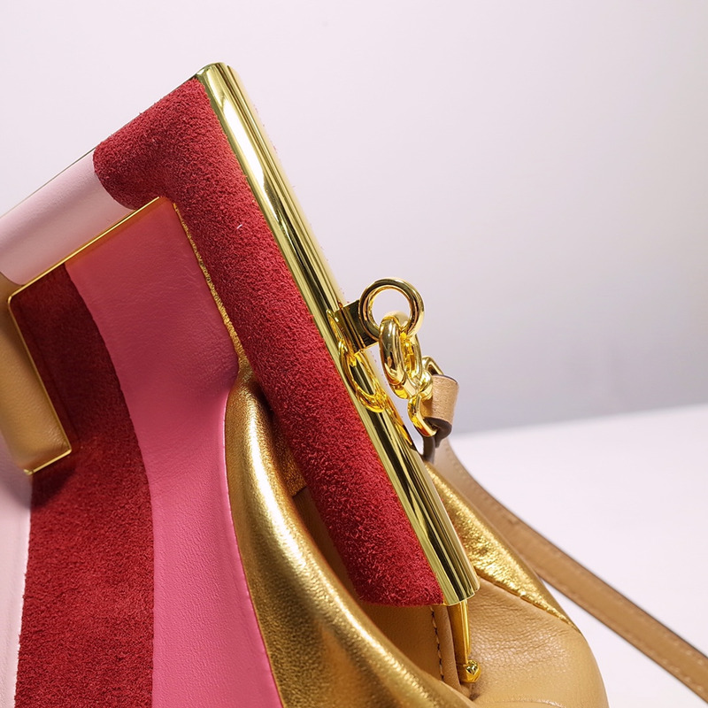 F**di first small leather shoulder bag pink