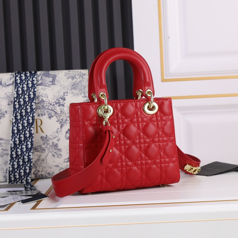 D*or lady D*or micro lambskin tote red