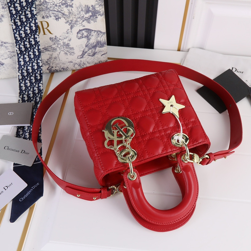 D*or lady D*or micro lambskin tote red