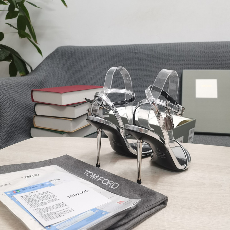 TOM FORD PADLOCK Silver Heels