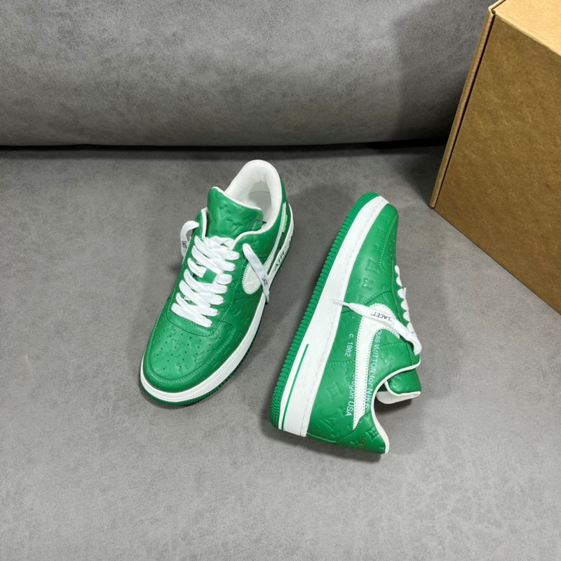 l**is V*t*n x nike air force 1 low by virgil abloh green and white