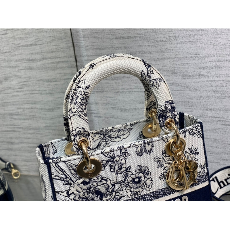 D*or medium lady d-lite bag cream zodiac jouy print embroidery