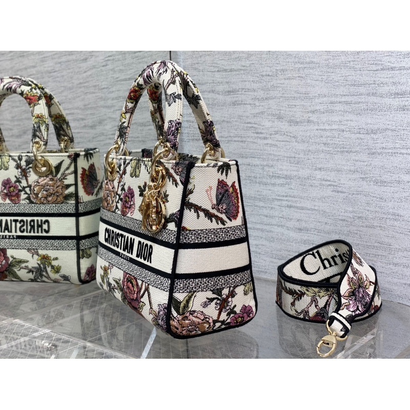 D*or medium lady d-lite bag multicolor D*or jardin botanique embroidery