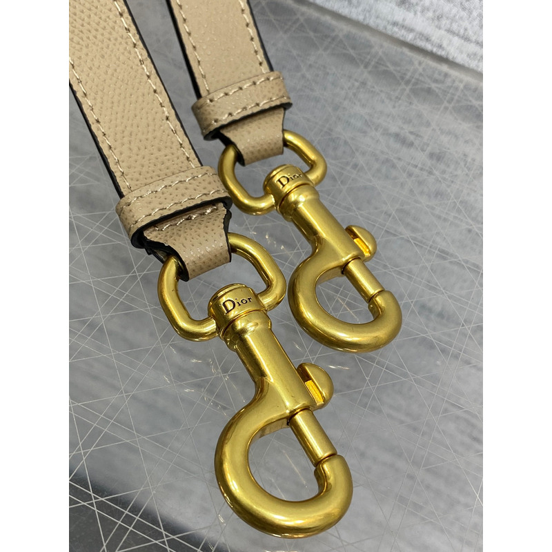 D*or saddle bag with shoulder strap beige goatskin