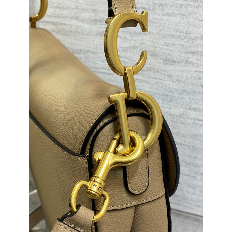 D*or saddle bag with shoulder strap beige goatskin